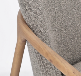 Fauteuil ultra design gris avec structure bois apparente