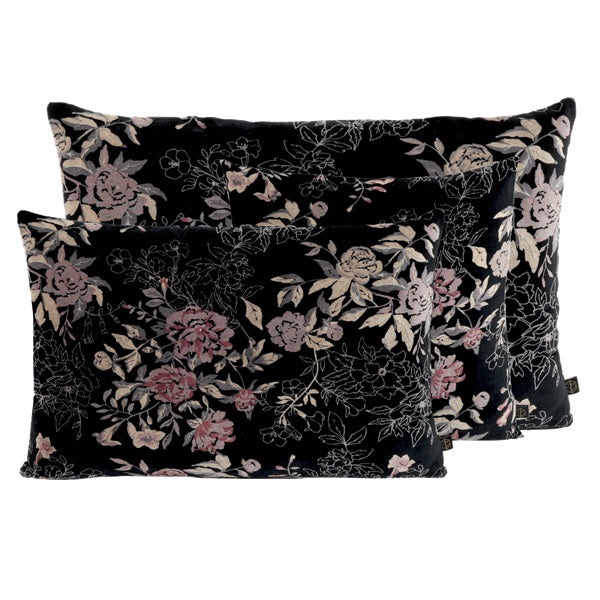 Coussin Haomy en velours fleuri Modèle OTTAWA 40 x 60 cm