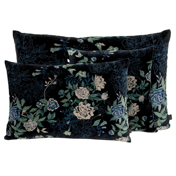 Coussin Haomy en velours fleuri Modèle OTTAWA 40 x 60 cm