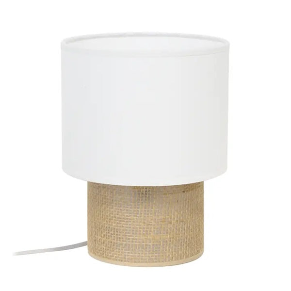 Lampe à poser ou chevet en coton écru et en sisal