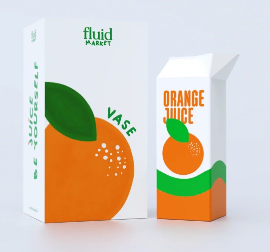 Vase en forme de JUS D'ORANGE de chez FLUID MARKET