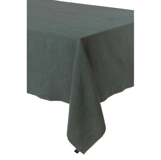 Nappe unie en lin 160 x 300 cm surpiqûre naturelle