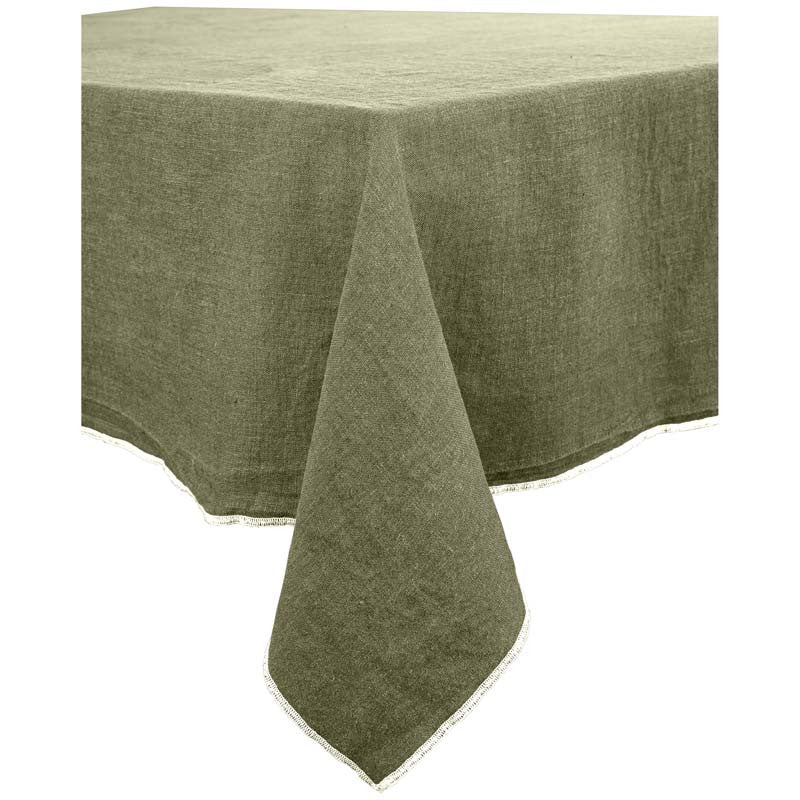 Nappe unie en lin 160 x 300 cm surpiqûre naturelle