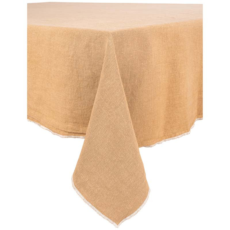 Nappe unie en lin 160 x 300 cm surpiqûre naturelle